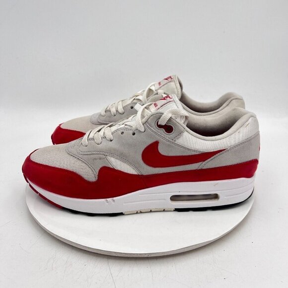 Nike Air Max 1 Anniversary Men Size 11.5 908375-103 Red White Training Shoes - Picture 1 of 11
